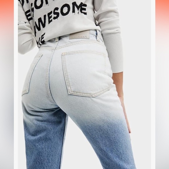 Desigual Straight Cropped Ombre Japanese Jeans 14 US Medium Light Wash - Picture 4 of 13